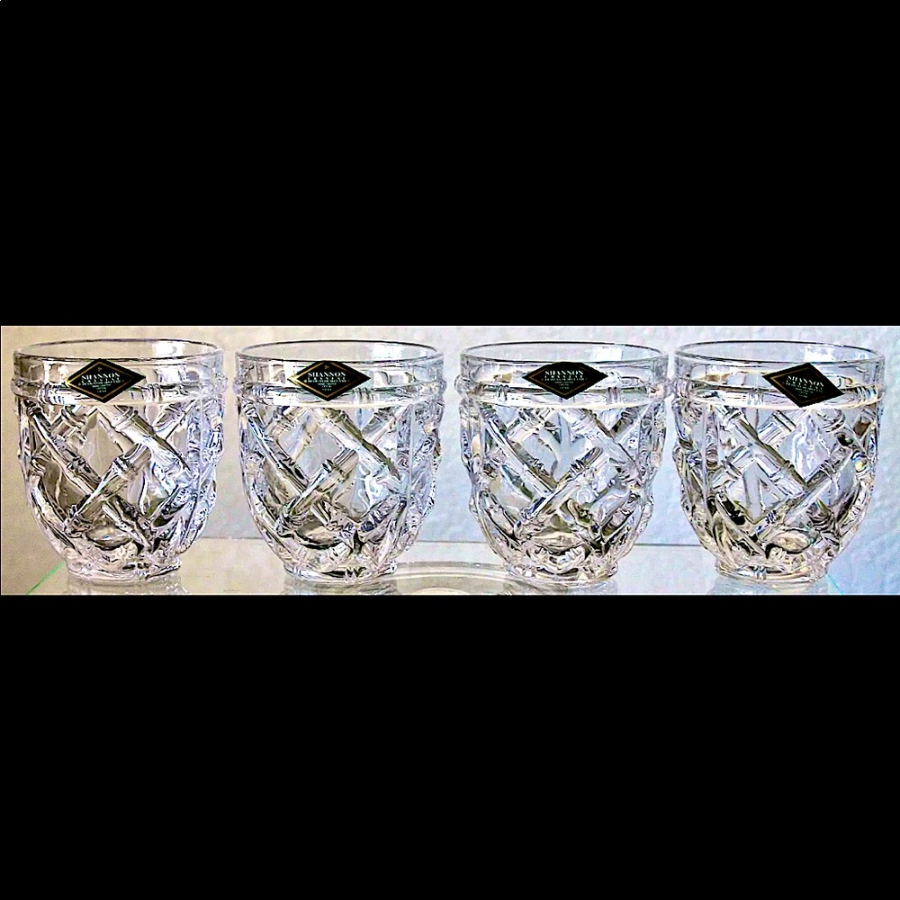 GODINGER BAMBOO GARDEN CRYSTAL OLD FASHION GLASSES